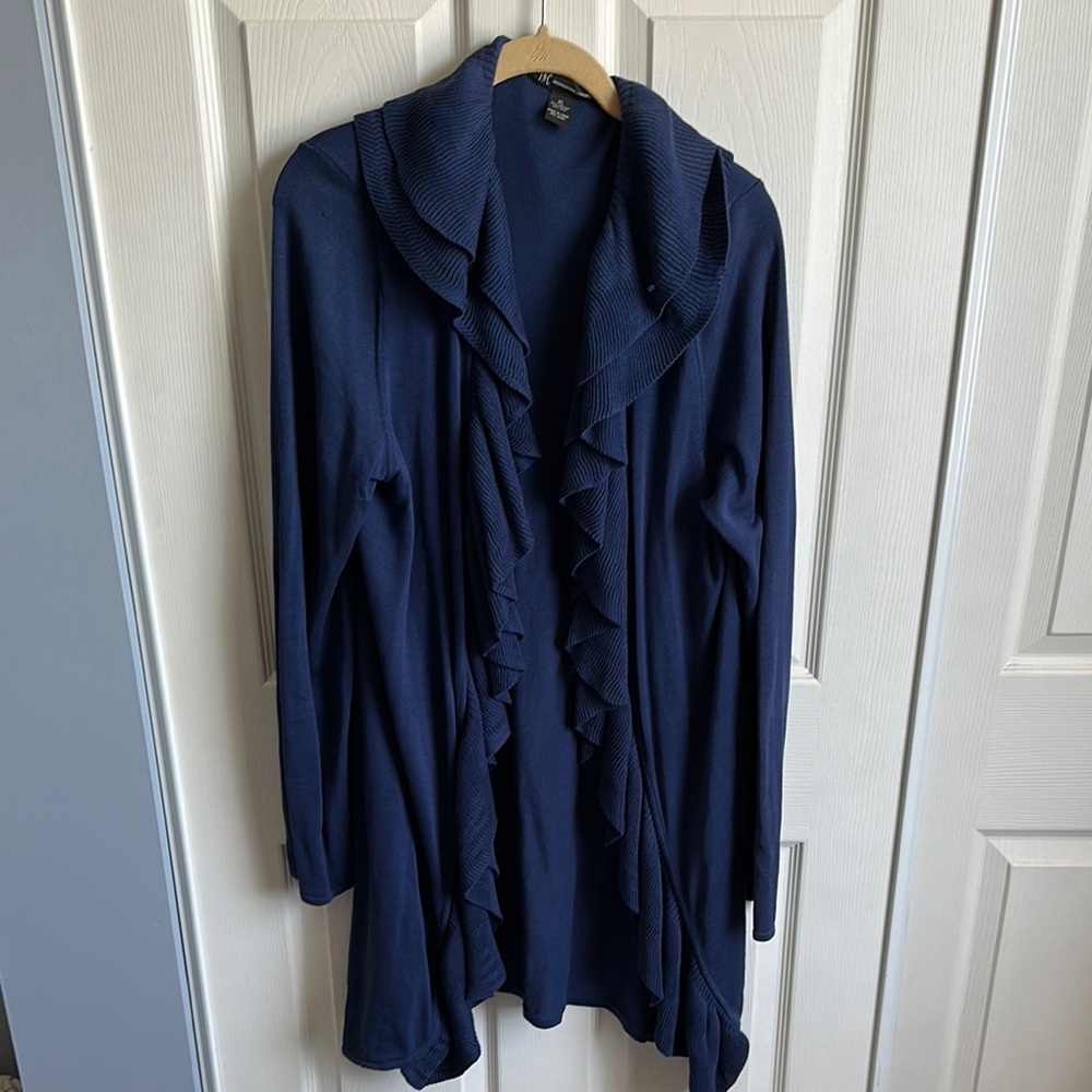 INC International Concepts Blue Ruffled Cardigan